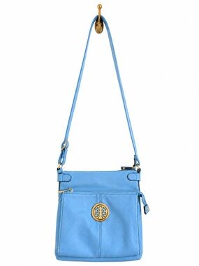 Blue Crossbody Bag Gold Medallion Accent Purse